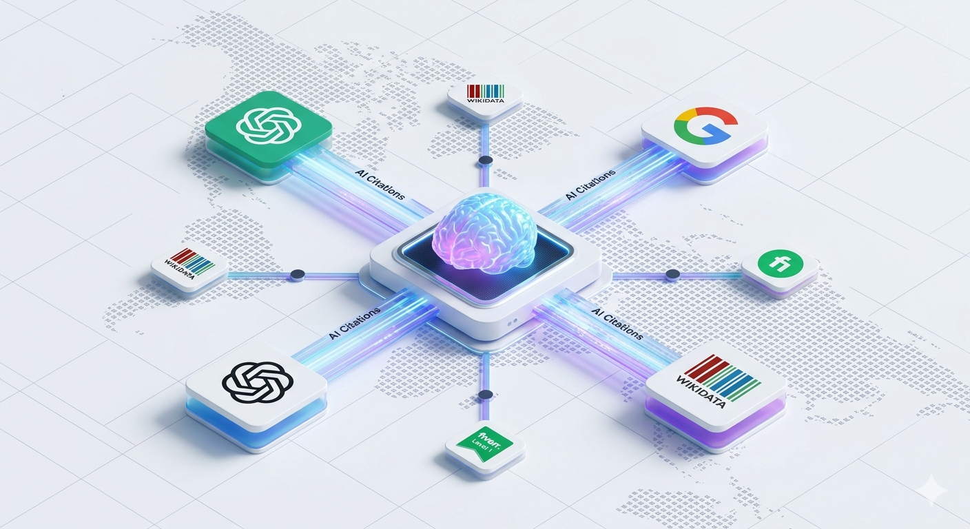 AI SEO Audit and GEO strategy visualization for global business citations