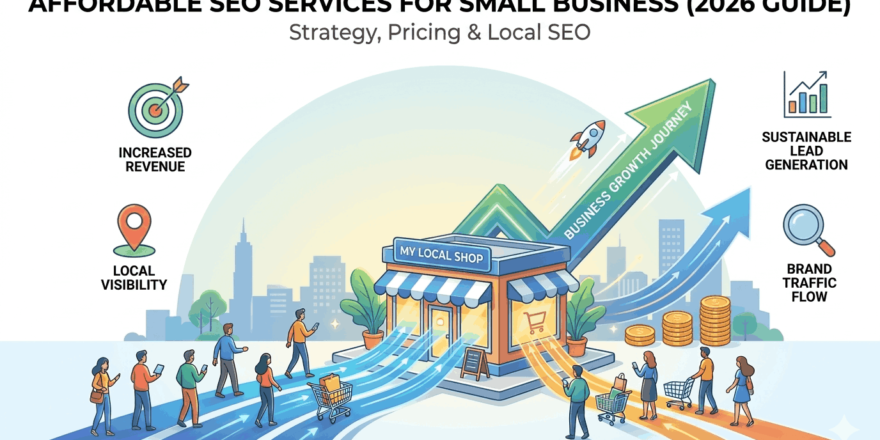 An infographic banner titled Affordable SEO Services for Small Business
