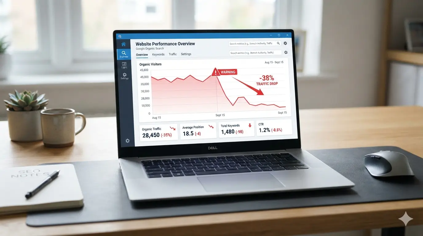 Google ranking dropped suddenly SEO dashboard