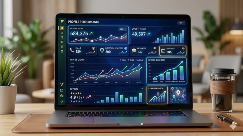 Google Business Profile performance tracking for calls clicks directions and reviews