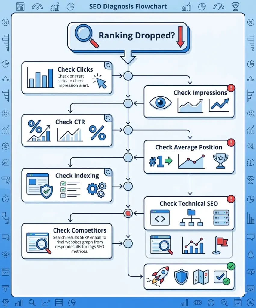 Google Search Console checklist to diagnose sudden ranking drop