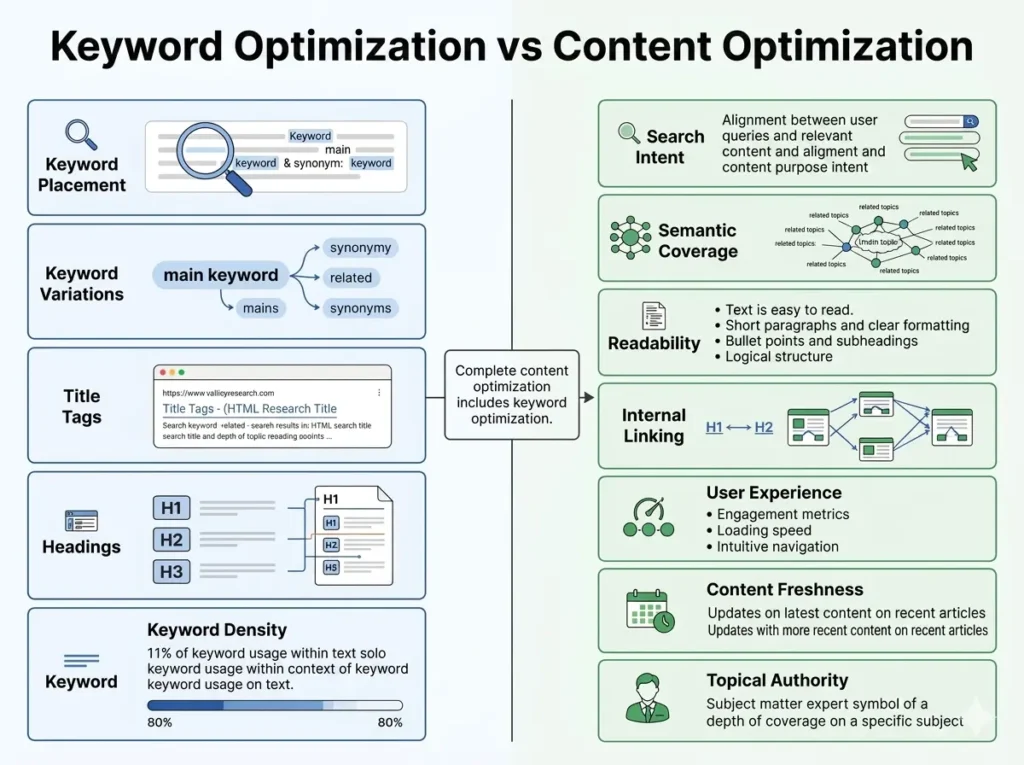 Keyword optimization versus content optimization for better on-page SEO performance