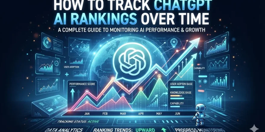 ChatGPT AI ranking and visibility tracking dashboard showing brand mentions, citations and performance trends over time