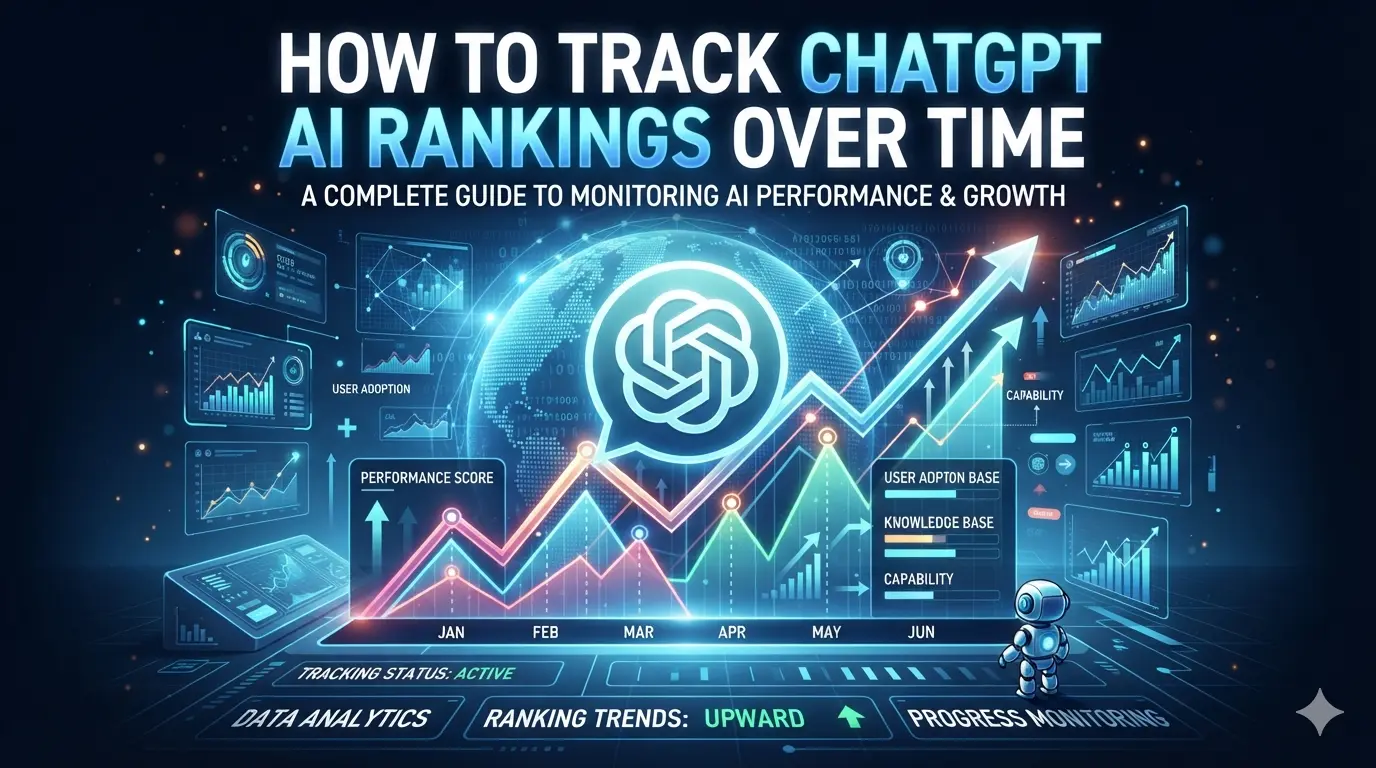ChatGPT AI ranking and visibility tracking dashboard showing brand mentions, citations and performance trends over time