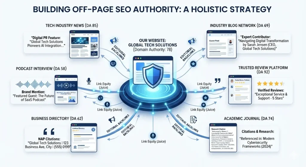 Off-page SEO using backlinks, brand mentions and digital PR