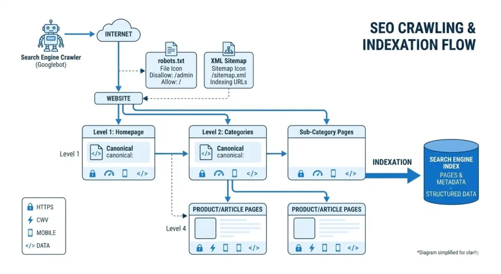 Technical SEO crawlability and indexing process